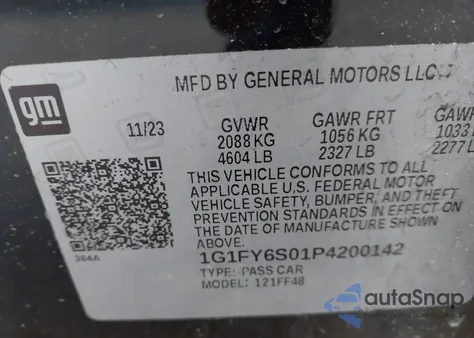 2023 Chevrolet Bolt Euv Fwd Lt z USA, uszkodzony, nr VIN 1G1FY6S01P4200142